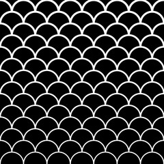Fototapeta premium Fish scale seamless pattern. Black and white background. Vector illustration.