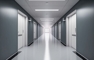 Empty hospital corridor, generative ai