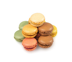 Macaron Cake Isolated, Macaroon Cookie, Almond Meringue, Sweet Macaroons, Colorful French Dessert