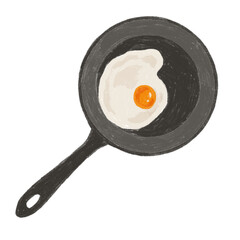 フライパンに載っている目玉焼きのイラスト
