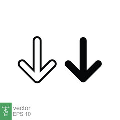 Down arrow icon. Line and glyph style for web template and app. Vector illustration design isolated on white background. EPS 10.