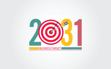 2031 New Year numbers with business target colorful banner. 