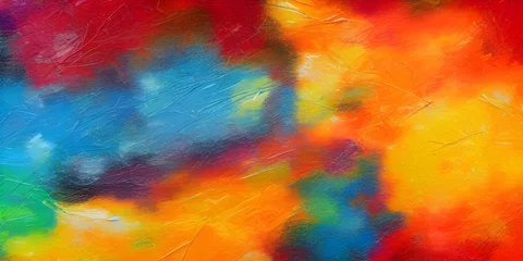 Papier Peint photo autocollant Mélange de couleurs Abstract colorful oil painting on canvas bright colors Generative AI
