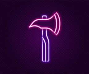 Glowing neon line Firefighter axe icon isolated on black background. Fire axe. Colorful outline concept. Vector