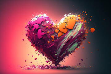Abstract heart, valentines or anniversary background. AI	