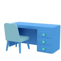 3D chair and table for home furnishings. Object on a transparent background