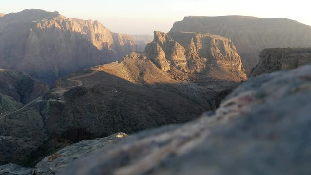 Cinematic time lapse of the sunset over Jabal Akhdar, Oman
