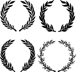 Set of floral wreath in vintage style. Design element for decorations. Vector illustration