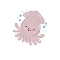 octopus, squid watercolor