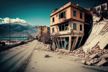 Generative AI photo illustration of Earthquake in Turkey and syria