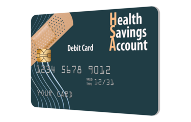 Here is a Health Savings Account debit card isolated on a transparent background.