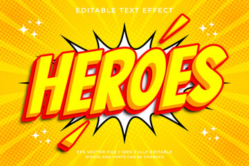 Heroes pop art editable text effect comic style