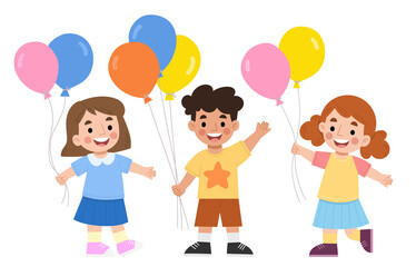 Illustration of happy kids with colorful balloons illustration children's day