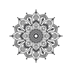 Circular pattern in mandala shape for Henna, Mehndi, tattoo, decoration. Decorative ornament in ethnic oriental style. Coloring book page.