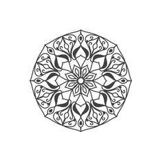 Circular pattern in mandala shape for Henna, Mehndi, tattoo, decoration. Decorative ornament in ethnic oriental style. Coloring book page.