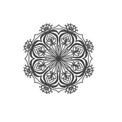 Circular pattern in mandala shape for Henna, Mehndi, tattoo, decoration. Decorative ornament in ethnic oriental style. Coloring book page.