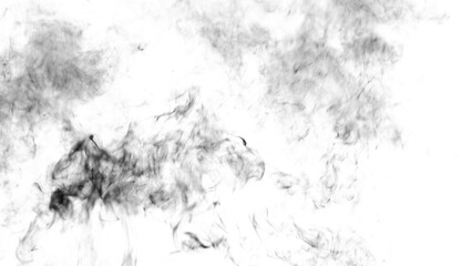 Thick black smoke on a white isolated background