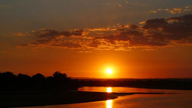 Cinematic time lapse of sunrise in Zambia over Luangwa River