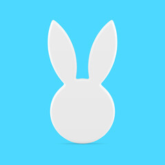 Creative Easter bunny circle head with long ears abstract white glossy decor element 3d icon vector