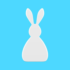 White Easter rabbit statuette with long ears holiday decorative design 3d icon realistic vector