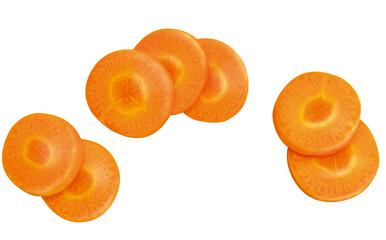 rodelas de cenoura em fundo transparente - cenoura fresca cortada