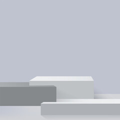 3d gray color podium and minimal white color wall scene. 3d podium minimal abstract background. Vector