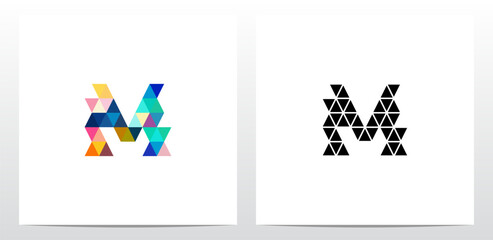 Colorful Triangles Letter Logo Design M