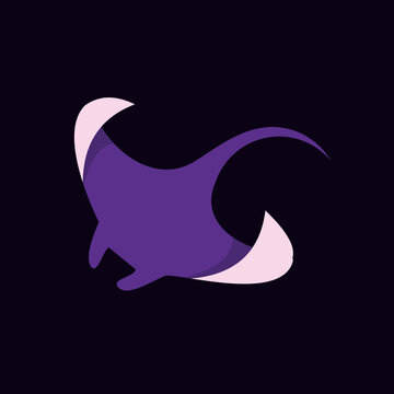 recommend clip art: simple Flat illustration of manta ray fish sea cleaner