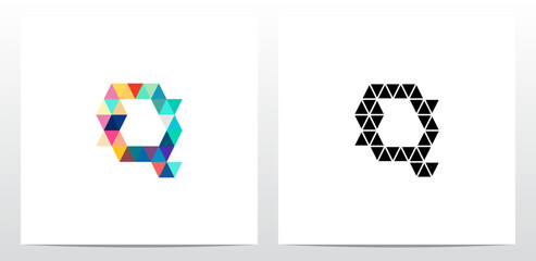 Colorful Triangles Letter Logo Design Q