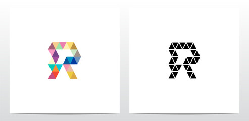 Colorful Triangles Letter Logo Design R