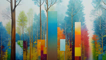sunrise in the forest painting generative AI 