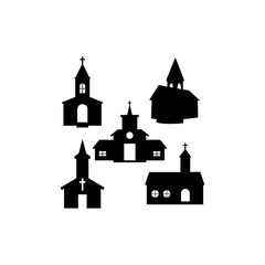 church set silhouette icon logo