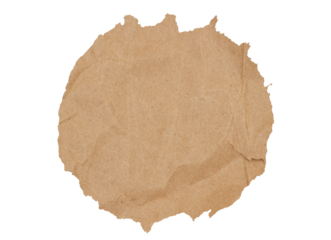 Brown butcher paper ripped circle isolated on white