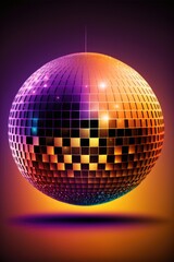 Disco ball with light spots over purple background created using generative ai technology