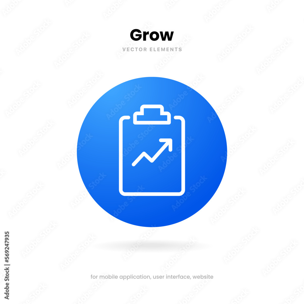 Poster statistic icon. 3d financial analysis stats icon. growing graph. business chart symbol. growths char