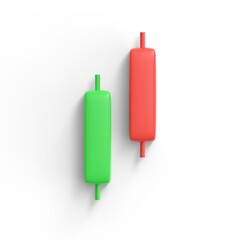 candle stick pattern Dark cloud cover. forex stock or crypto trading. inverse and reversal pattern to bullish or bearish graph. tutorial investment concept. 3d render isolated on white background.