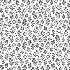 Seamless pattern with decorative doodle flowers, vector illustration
