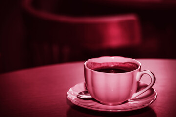 espresso in cup, toned in pink