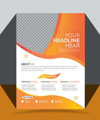business flyer template  design morden proposal design for corporate creative company yellow and orange white color