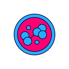 Filled outline Molecule icon isolated on white background. Structure of molecules in chemistry, science teachers innovative educational poster. Vector