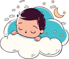 baby sleeping on a cloud