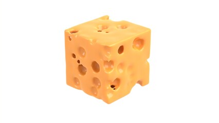cheese with holes 3d representation isolated on white background