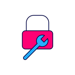 Filled outline Lock repair icon isolated on white background. Padlock sign. Security, safety, protection, privacy concept. Vector
