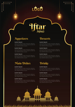 Traditional and Cultural ramadan kareem iftar menu Design