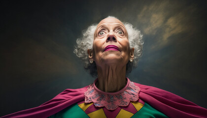 Obraz premium Generative ai strong and confident superhero grandma.