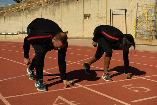 Diverse Couple Exercising 