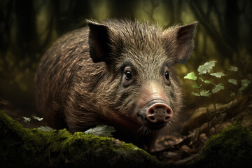 Fototapeta na wymiar a small boar. Generative AI