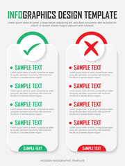 infographic False and true check list,  Flat simple infographics design template. presentation Business concept, Cross, check, Myth, vector illustration. - obrazy, fototapety, plakaty