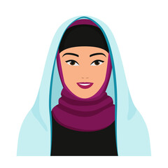 Arab young woman. Islamic culture girl, traditional muslim dressed lady vector cartoon illustration