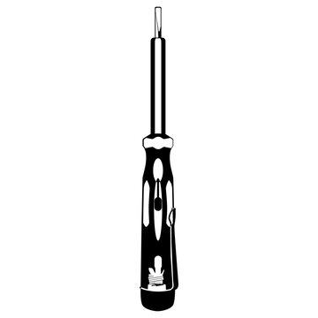Indicator screwdriver, electrical tester black silhouette, vector illustration